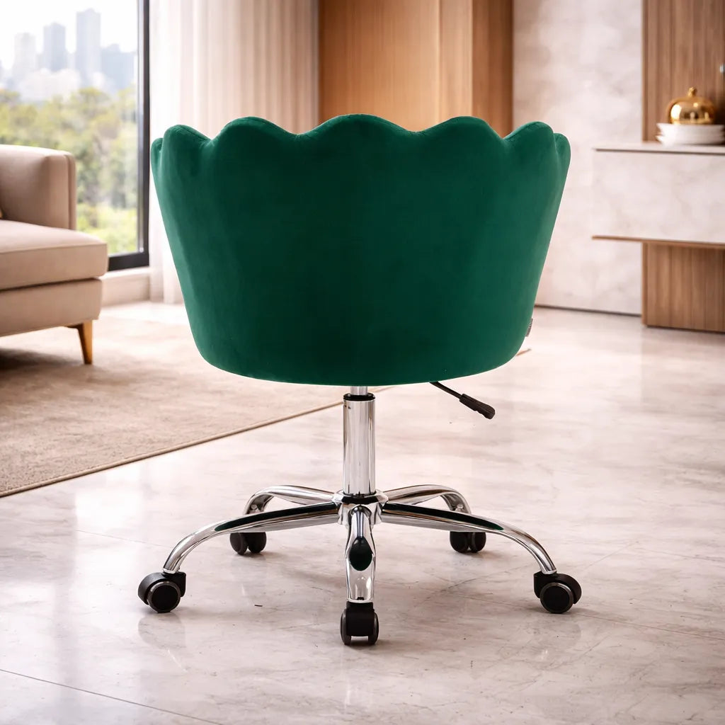 Elegant Emerald Green Accent Chair with Adjustable Height