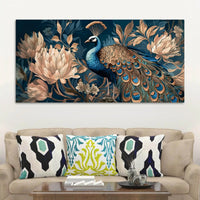 Elegant Floral Abstract Peacock Canvas Painting for Home