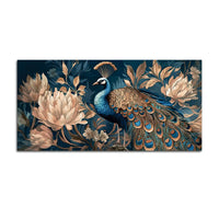 Elegant Floral Abstract Peacock Canvas Painting for Home