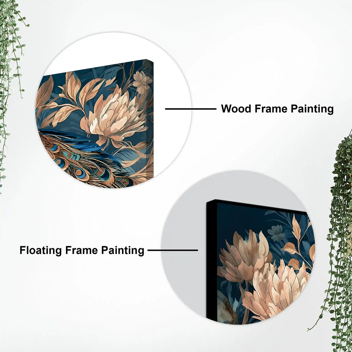Elegant Floral Abstract Peacock Canvas Painting for Home