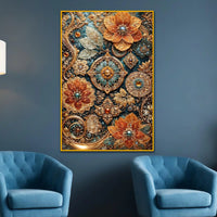 Elegant Floral Artwork Floating Frame Crystal Wall Painting