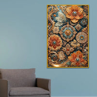 Elegant Floral Artwork Floating Frame Crystal Wall Painting