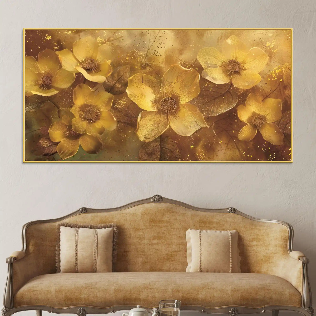 Elegant Floral Canvas Wall Art Modern Abstract Painting for Luxury Home Decor