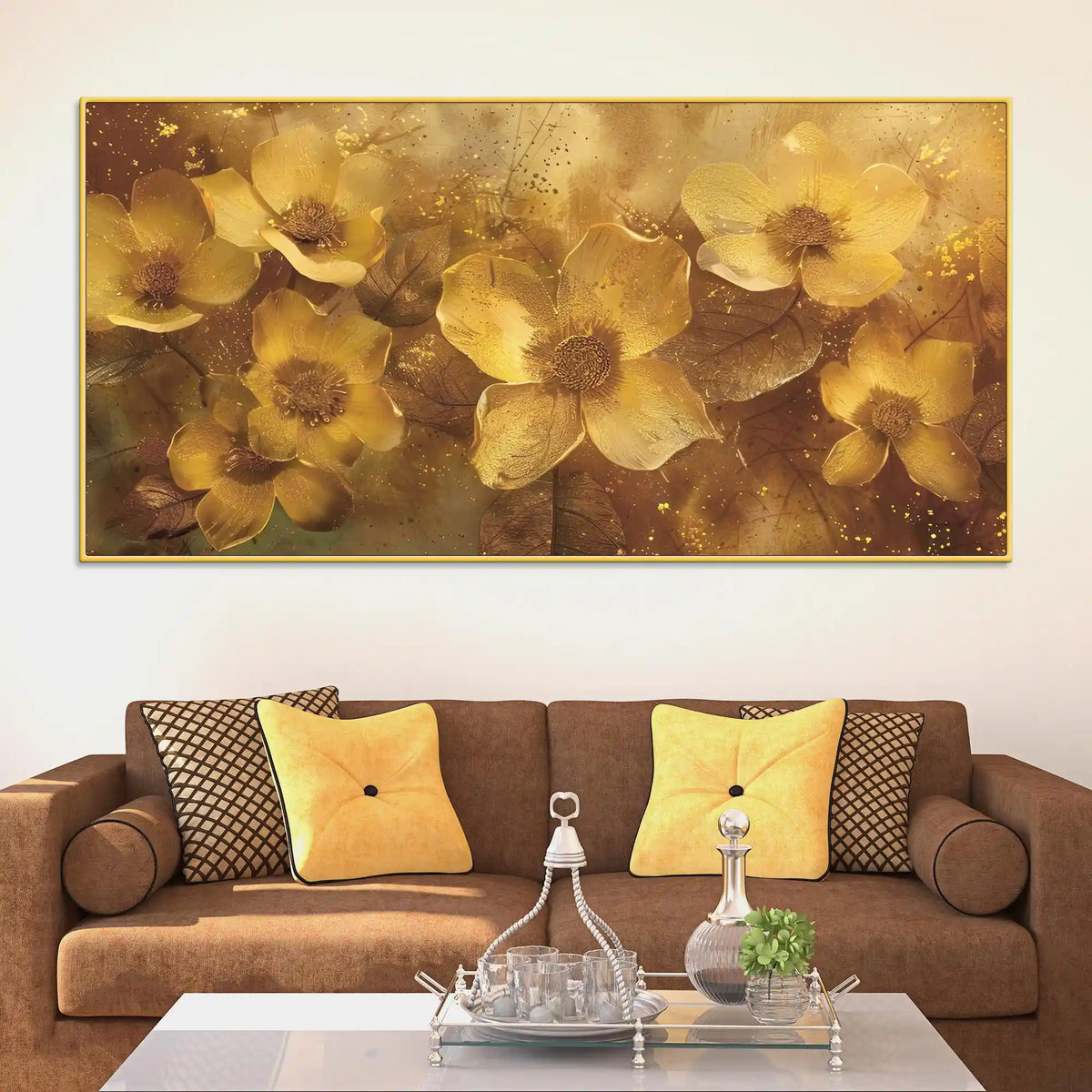 Elegant Floral Canvas Wall Art Modern Abstract Painting for Luxury Home Decor