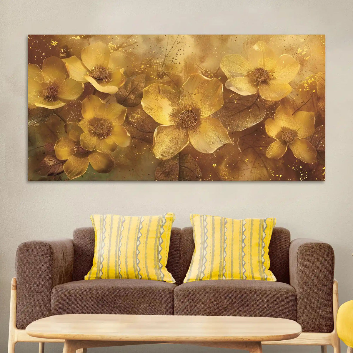 Elegant Floral Canvas Wall Art Modern Abstract Painting for Luxury Home Decor