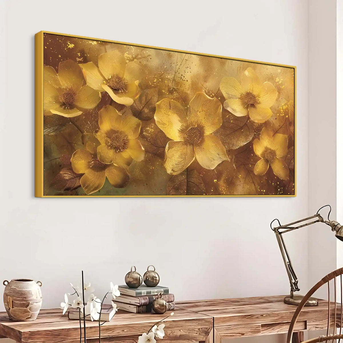 Elegant Floral Canvas Wall Art Modern Abstract Painting for Luxury Home Decor