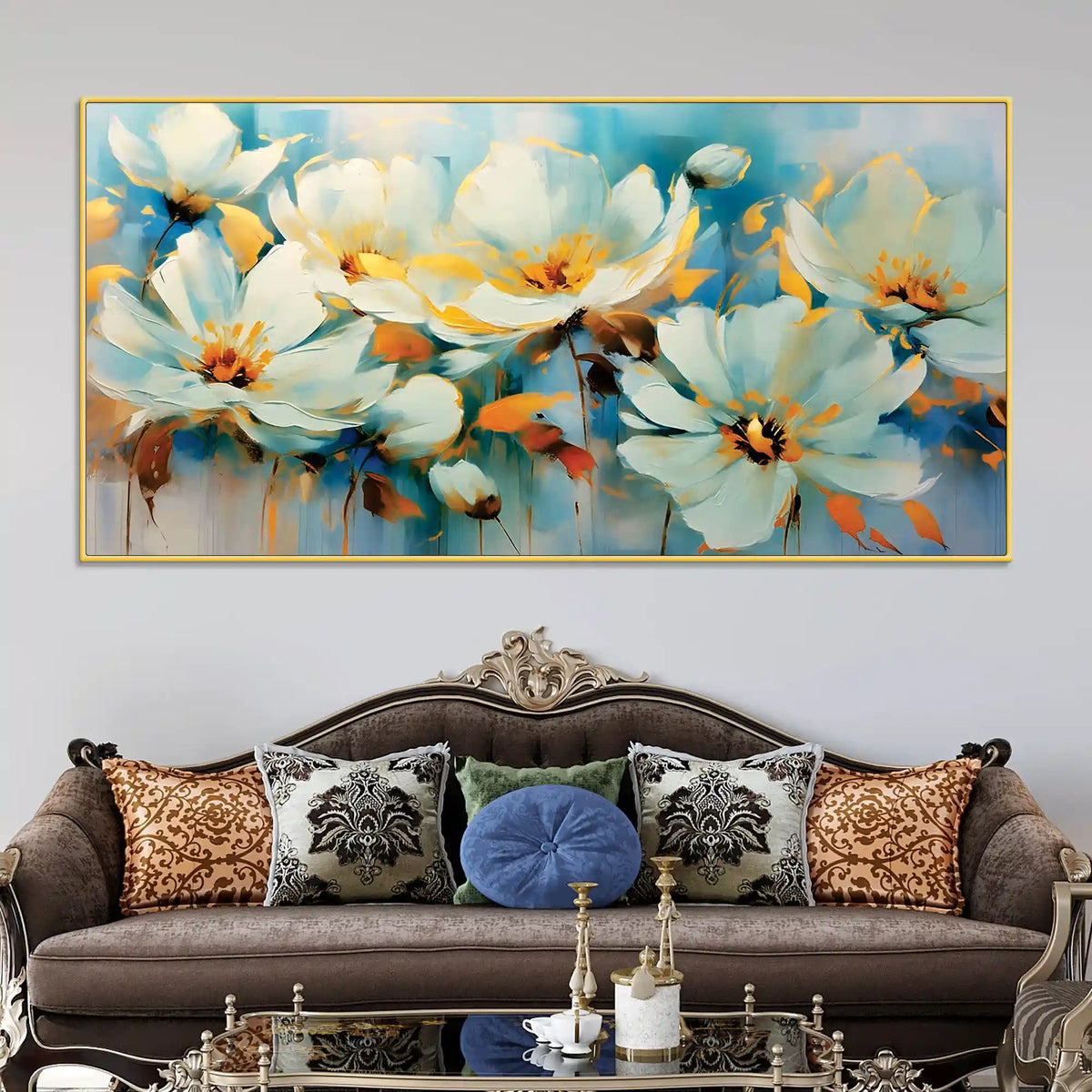 Elegant Floral Wall Art Abstract Canvas Painting
