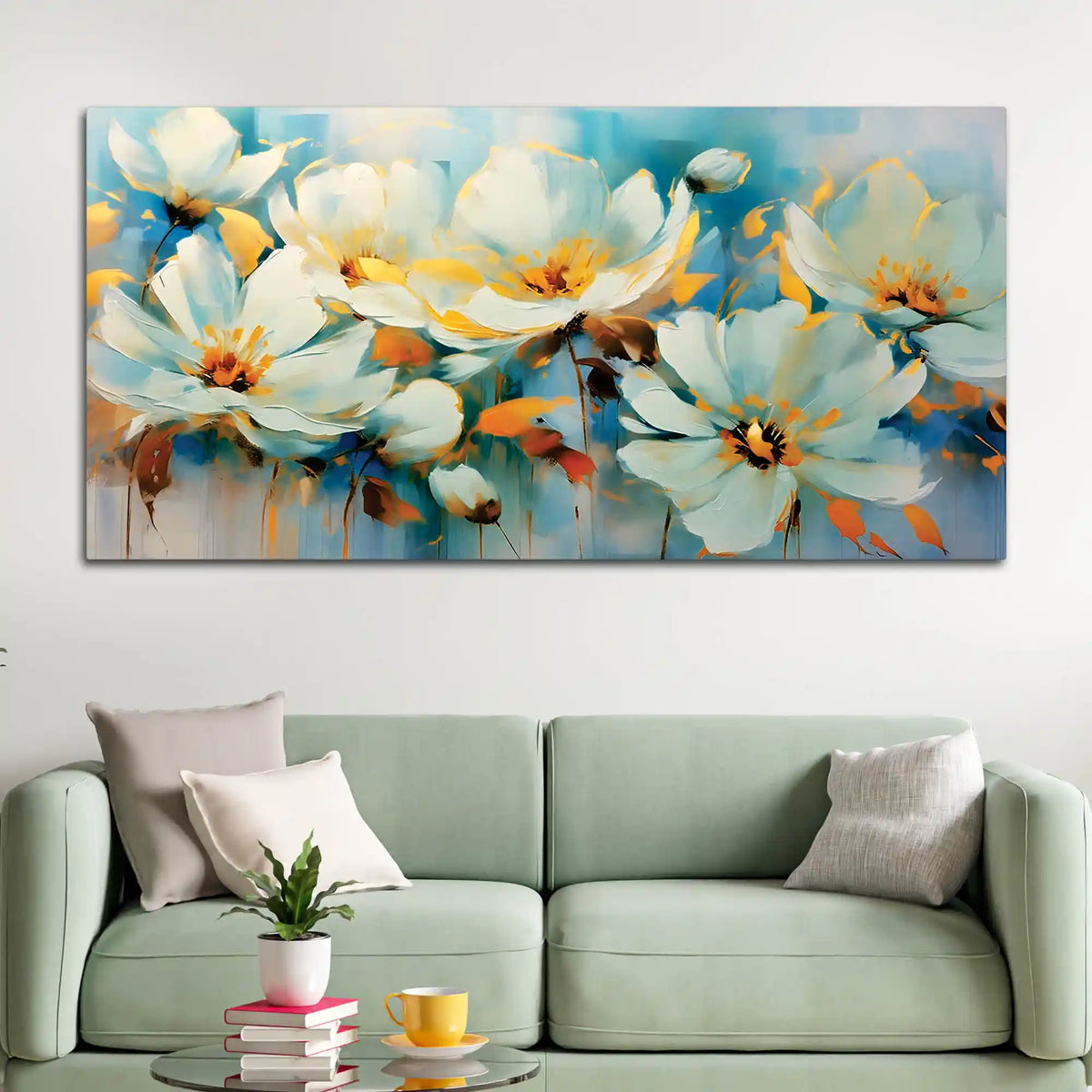 Elegant Floral Wall Art Abstract Canvas Painting