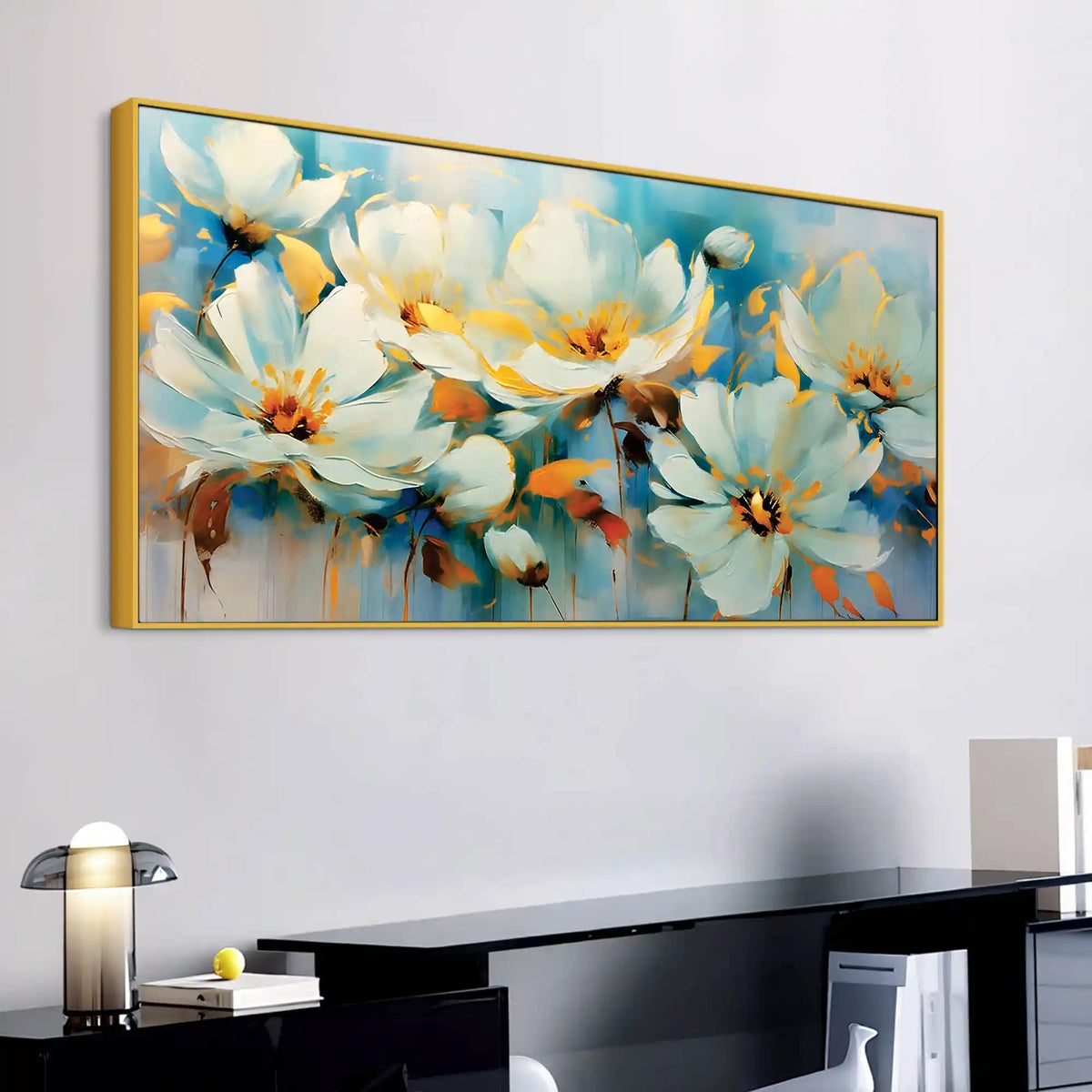 Elegant Floral Wall Art Abstract Canvas Painting