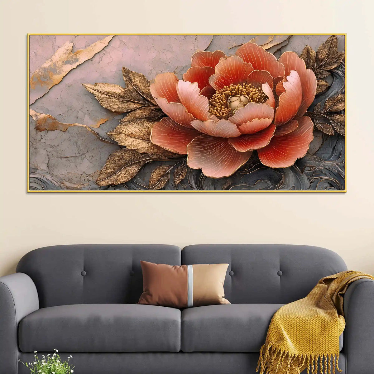 Elegant Floral Wall Art Canvas Painting for Modern Home Interiors