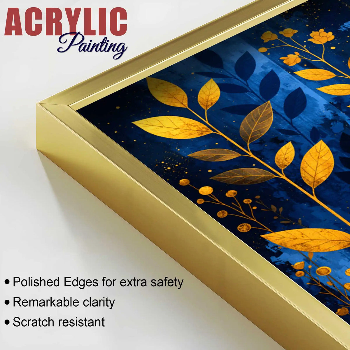 Elegant Flower Floating Acrylic Wall Painting Set of 3