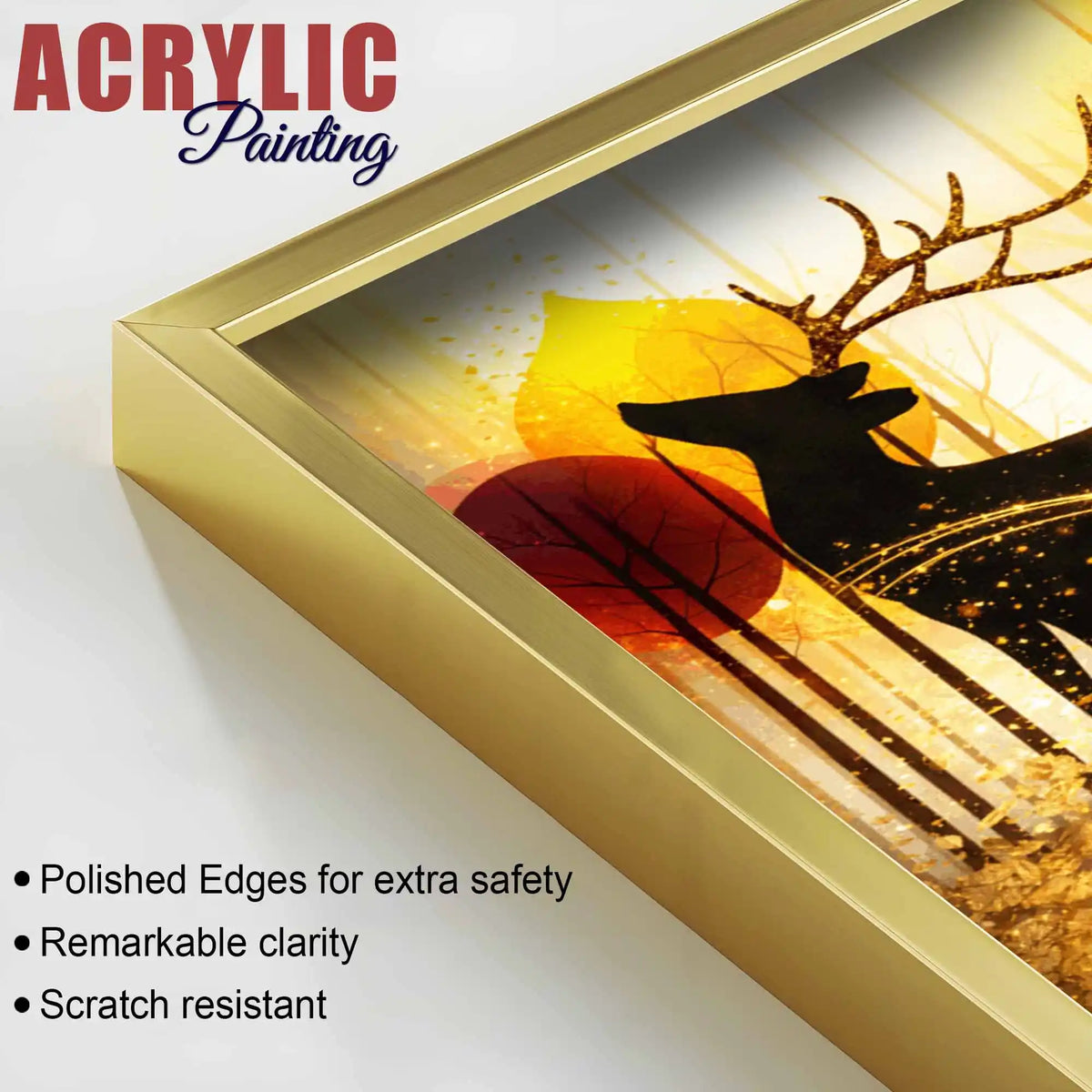 Elegant Forest Deer Floating Acrylic Painting Set of 3