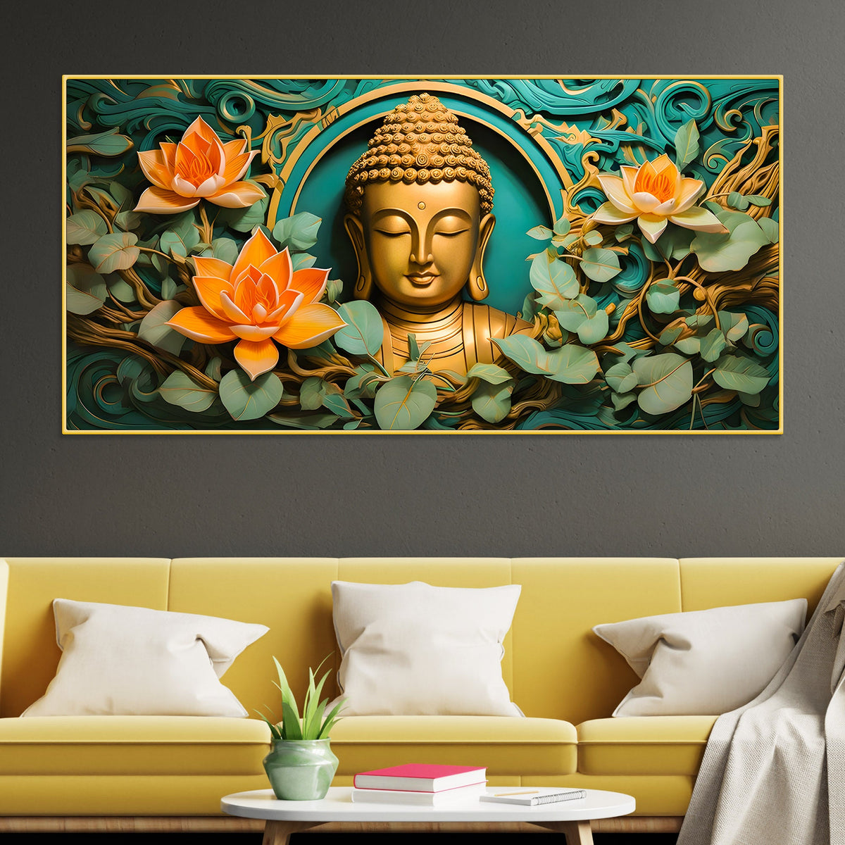 Elegant Gautam Buddha Wall Décor Painting for Modern Living Room Décor