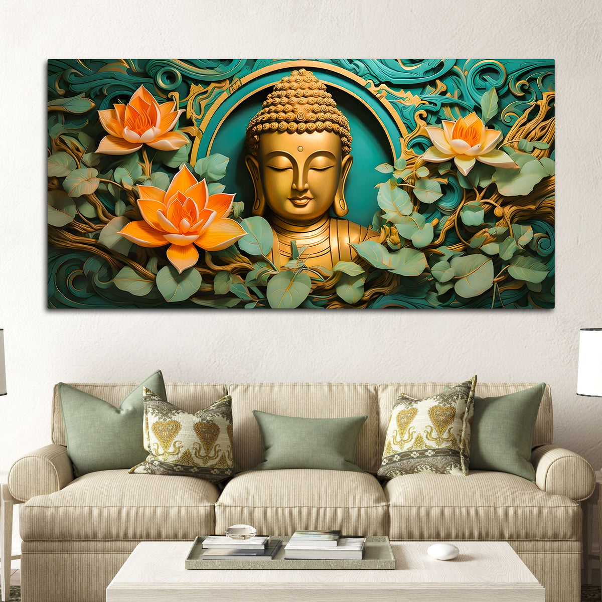 Elegant Gautam Buddha Wall Décor Painting for Modern Living Room Décor
