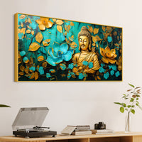 Elegant Gautam Buddha Wall Painting with Floral Nature Background