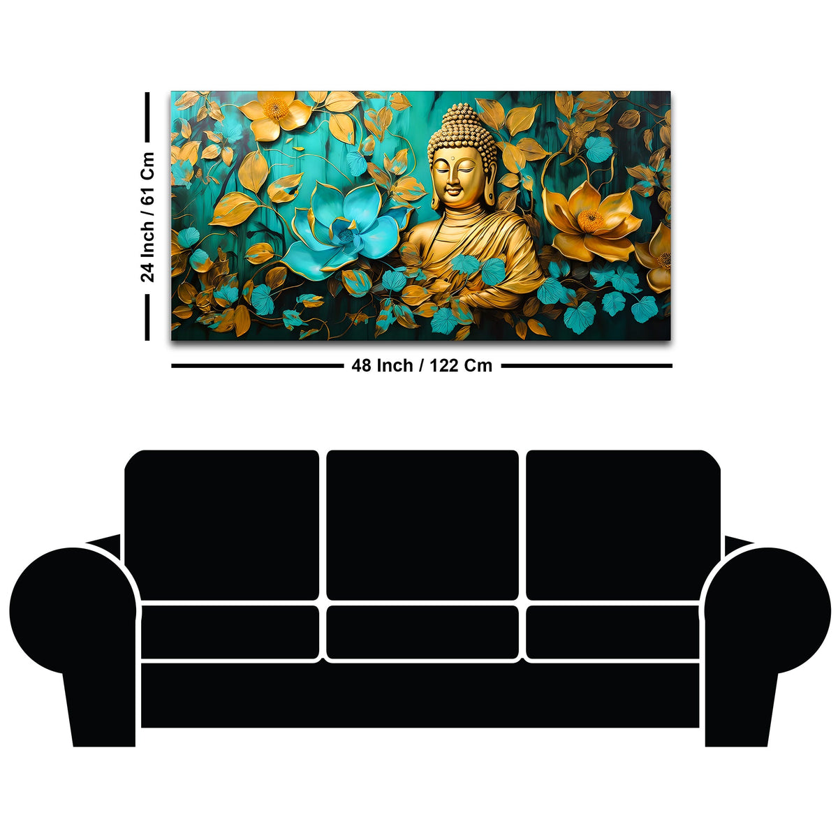 Elegant Gautam Buddha Wall Painting with Floral Nature Background