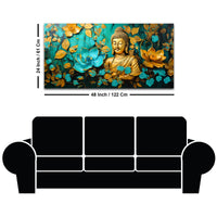 Elegant Gautam Buddha Wall Painting with Floral Nature Background