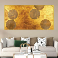Elegant Gold Abstract Circle Canvas Wall Painting for Home & Office
