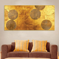 Elegant Gold Abstract Circle Canvas Wall Painting for Home & Office