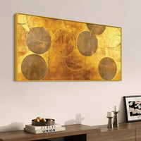 Elegant Gold Abstract Circle Canvas Wall Painting for Home & Office