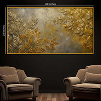Elegant Gold Leaf Floating Frame Crystal Wall Art Painting