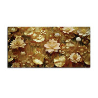 Elegant Golden Floral Canvas Wall Art Luxury Painting