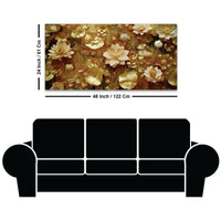 Elegant Golden Floral Canvas Wall Art Luxury Painting
