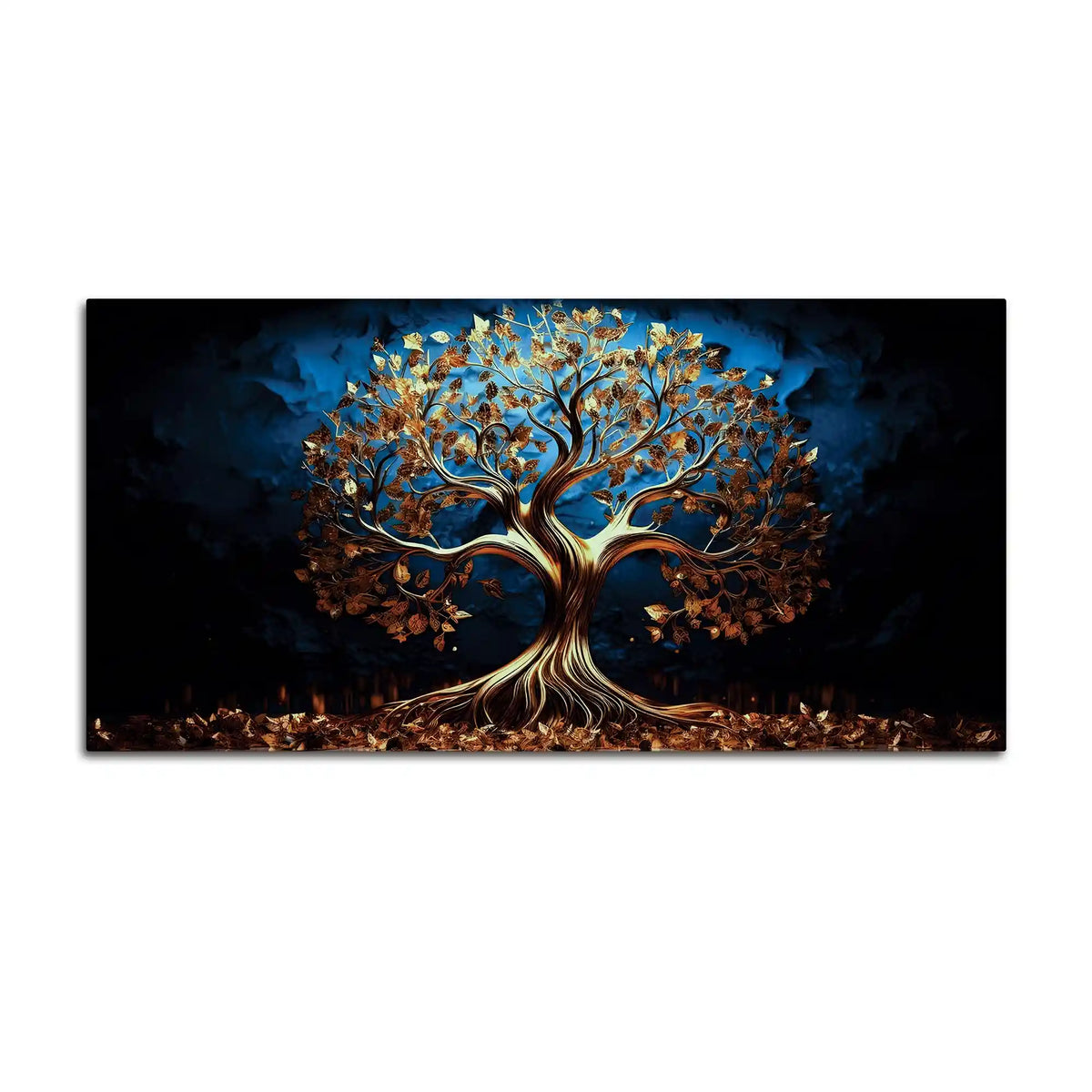 Elegant Golden Tree Wall Art Canvas Painting