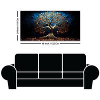 Elegant Golden Tree Wall Art Canvas Painting