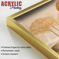 Elegant Golden Woodland Acrylic Floating Wall Painting Set of 2