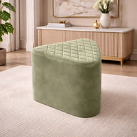 Elegant Green Ottoman Pouffe with Diamond-Stitch Top