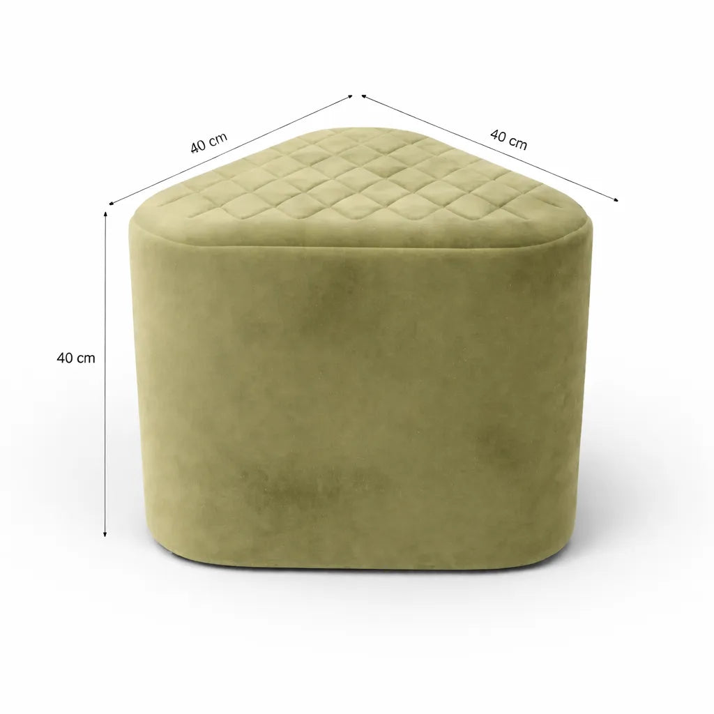 Elegant Green Ottoman Pouffe with Diamond-Stitch Top