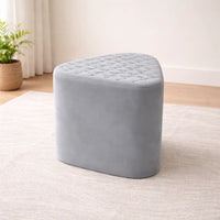 Elegant Grey Ottoman Pouffe with Diamond-Stitch Top