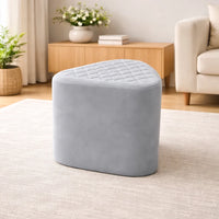 Elegant Grey Ottoman Pouffe with Diamond-Stitch Top