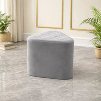 Elegant Grey Ottoman Pouffe with Diamond-Stitch Top