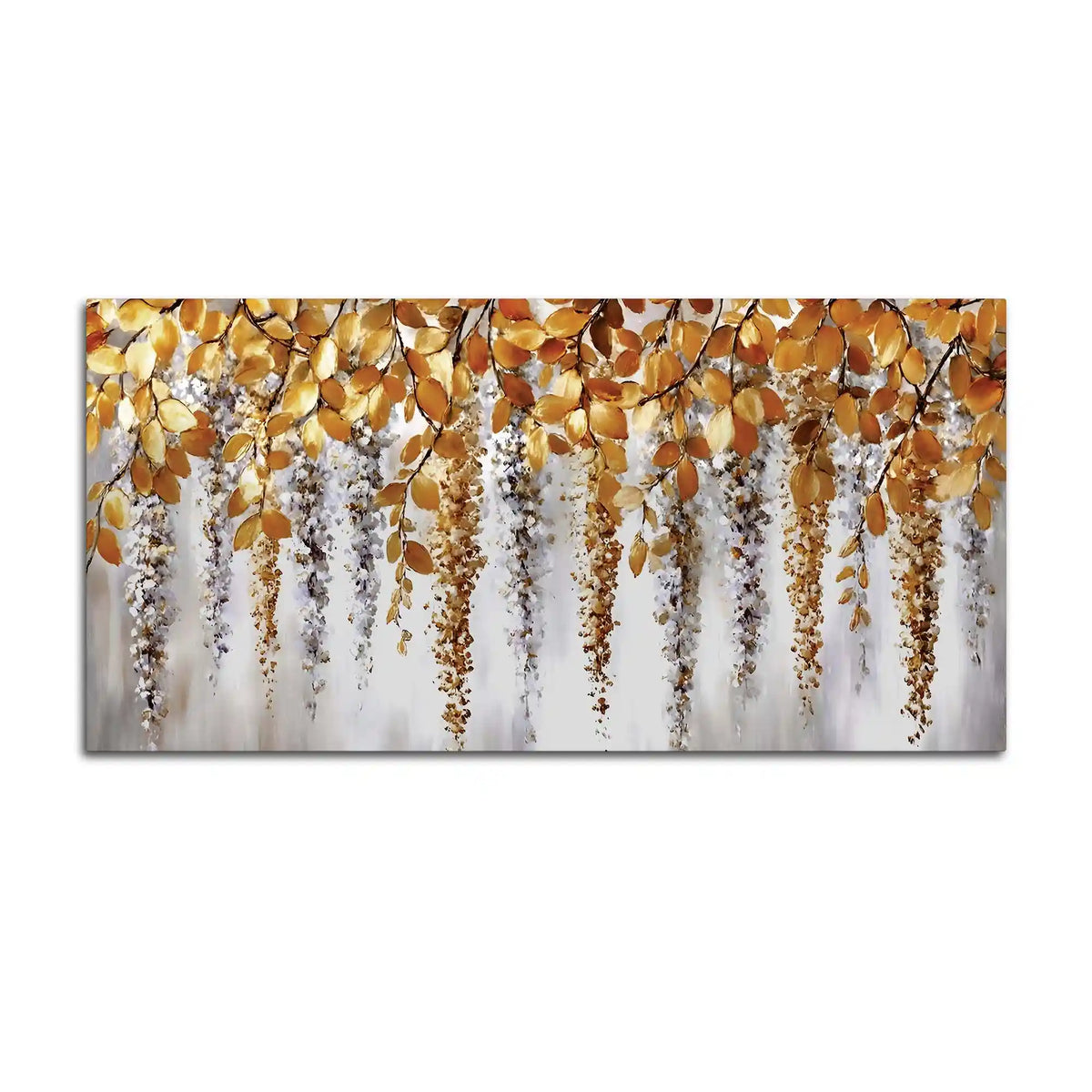 Elegant Hanging Leaves Abstract Wall Canvas Painting for Bedroom Decor