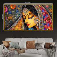 Elegant Indian Woman Crystal Glass Wall Painting for Living Room Décor