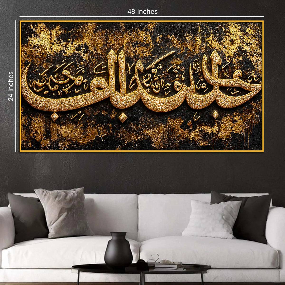 Elegant Islamic Calligraphy Floating Frame Crystal Wall Painting