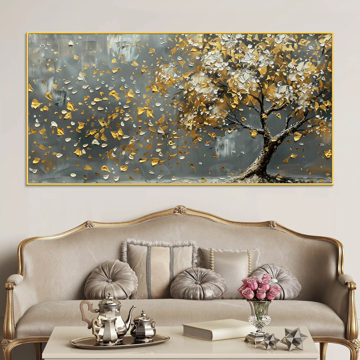 Elegant Leaves Tree Canvas Wall Art Abstract Home Decor Painting