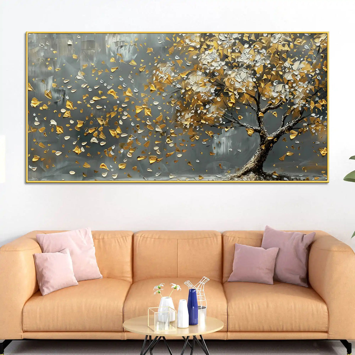 Elegant Leaves Tree Canvas Wall Art Abstract Home Decor Painting