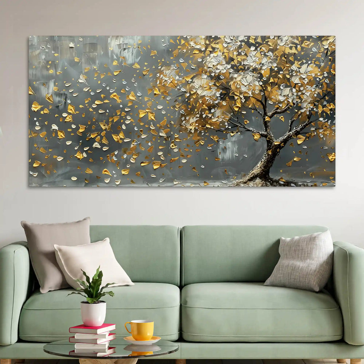 Elegant Leaves Tree Canvas Wall Art Abstract Home Decor Painting