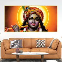 Elegant Lord Krishna Spiritual Canvas Painting for Living Room