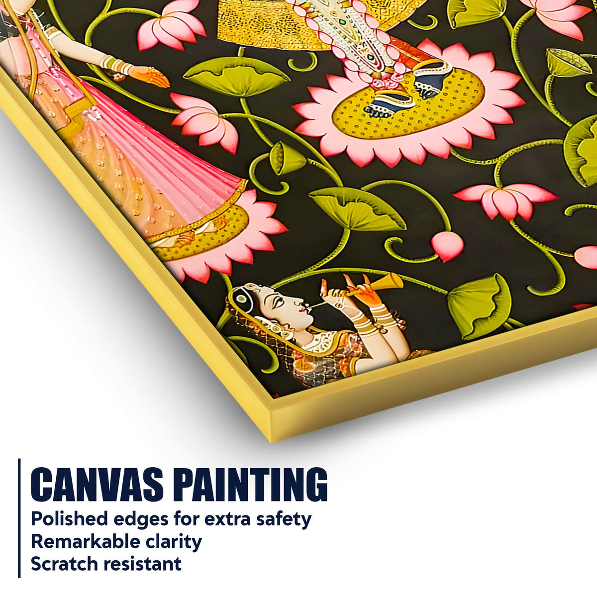 Elegant Lord Shree Krishna & Gopis Canvas Wall Painting