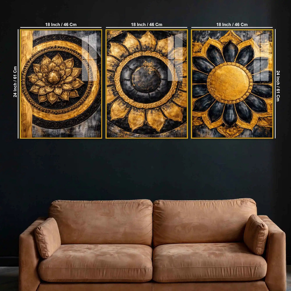Elegant Lotus Bloom Floating Acrylic Wall Art Painting Set of 3