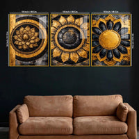Elegant Lotus Bloom Floating Acrylic Wall Art Painting Set of 3