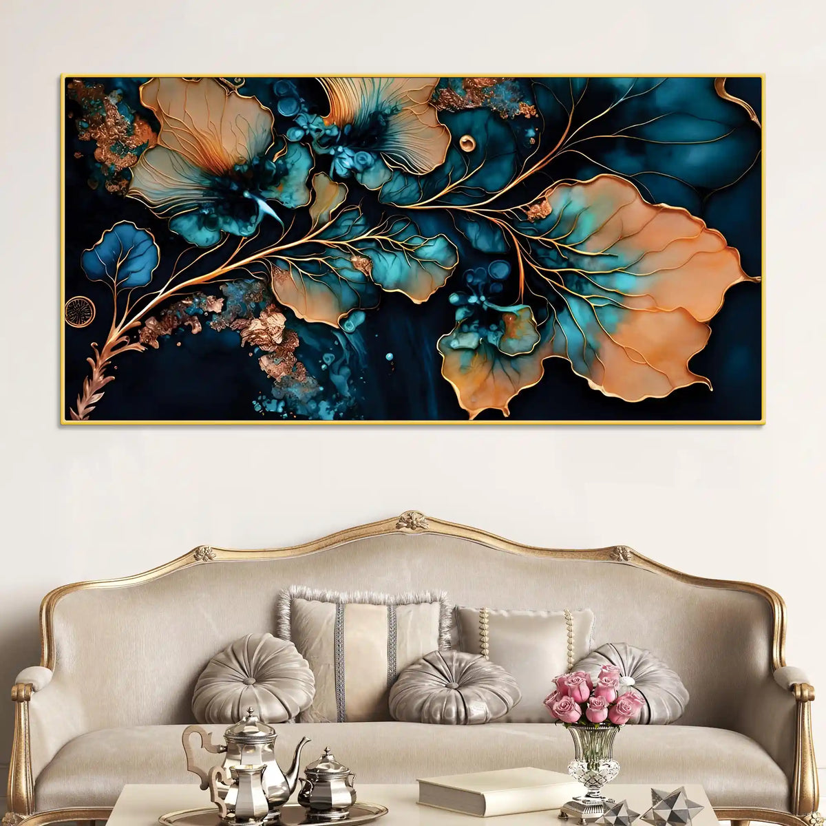 Elegant Luxury Abstract Flower Canvas Wall Painting