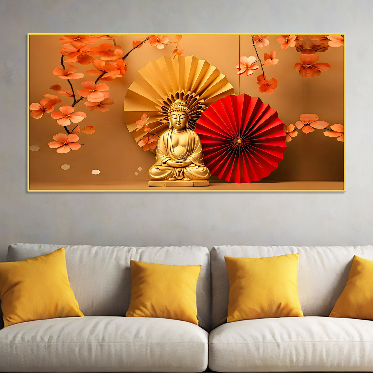 Elegant Luxury Buddha Wall Painting for Modern Living Room