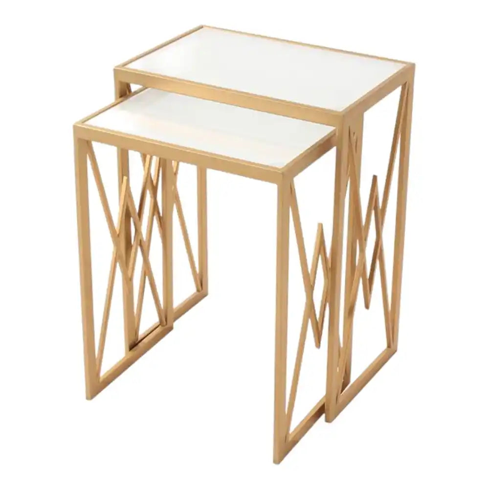 Elegant Marble Finish Nesting Table Set