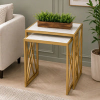 Elegant Marble Finish Nesting Table Set