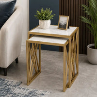 Elegant Marble Finish Nesting Table Set